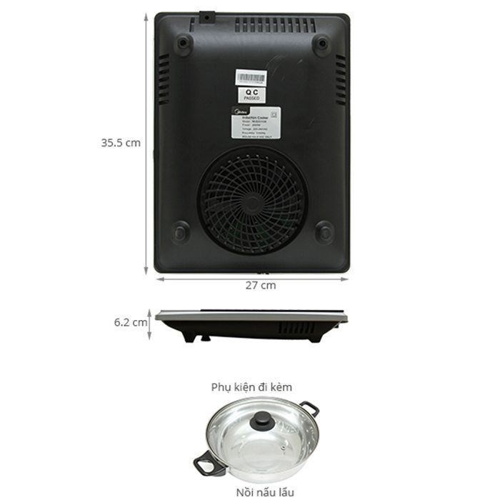 Kích thước bếp từ đơn Midea MI-B2015DE