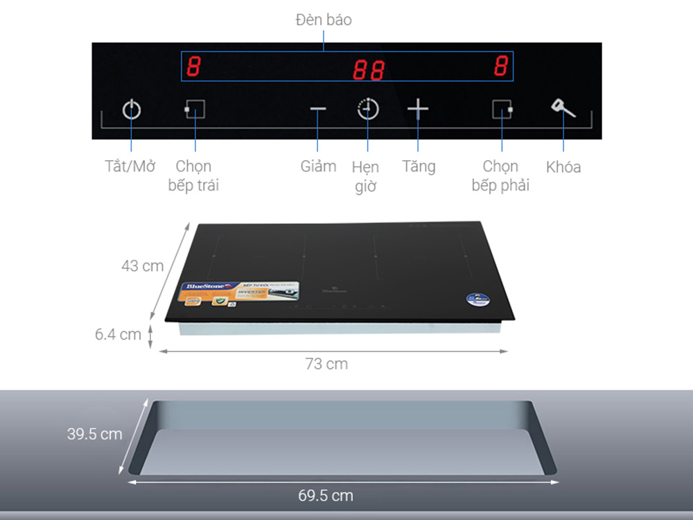 Bếp điện từ đôi Bluestone ICB-6821 - Hàng chính hãng