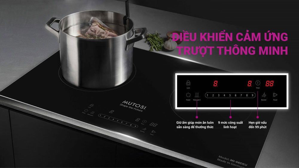 Bếp điện từ đôi Mutosi MI-98DEU - Hàng chính hãng