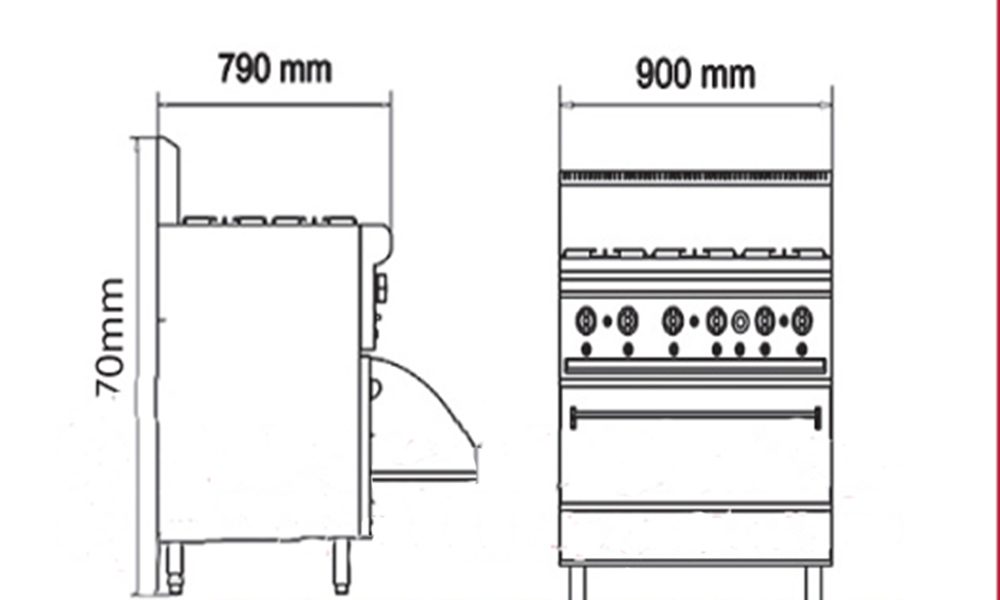 Bếp âu 6 họng có lò nướng BERJAYA DRO 6L - Hàng chính hãng