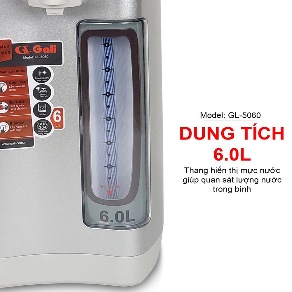 Bình thủy điện Gali GL-5060 - Hàng chính hãng