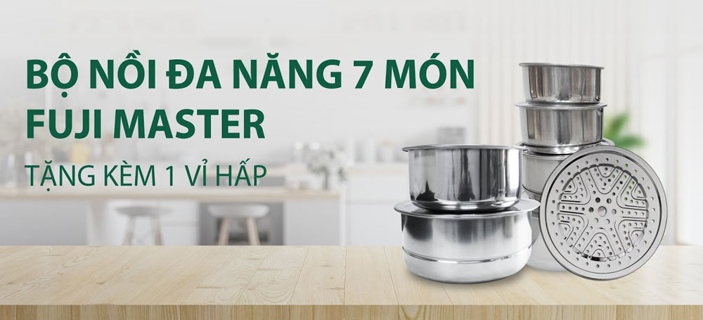 Bộ nồi inox 7 món FujiMaster FJM-1322 - Hàng chính hãng