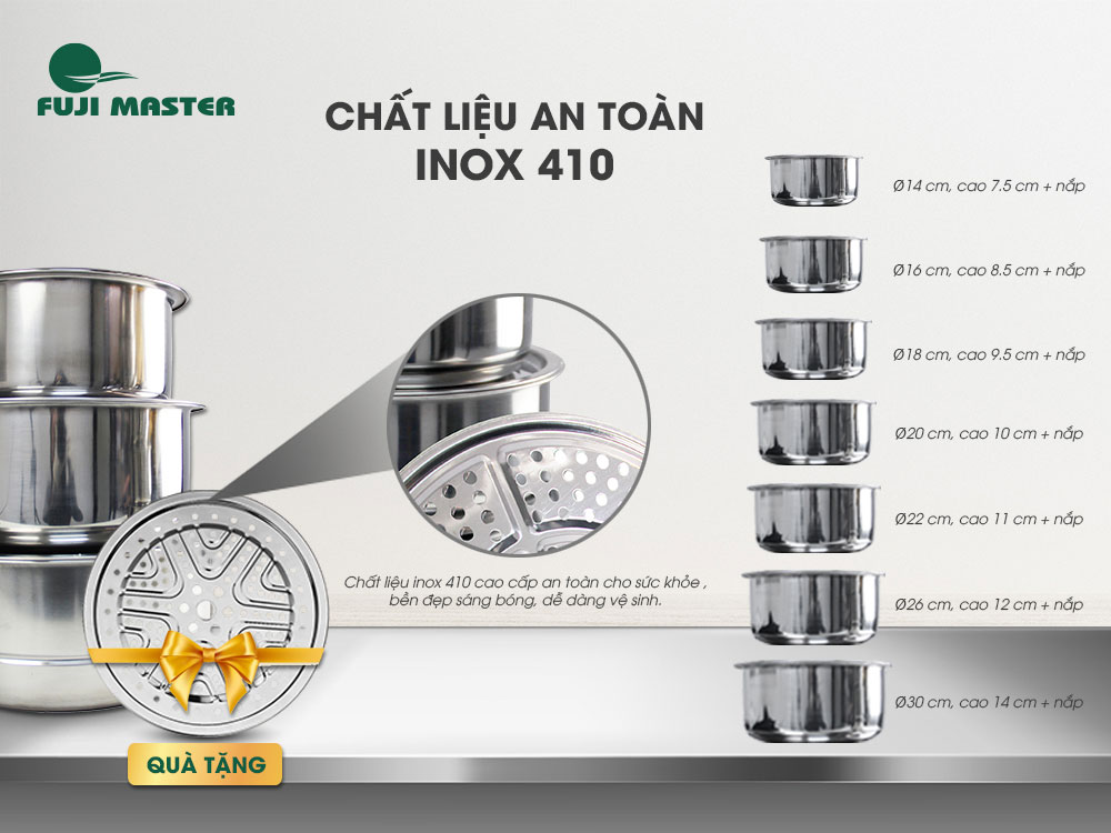 Bộ nồi inox 7 món FujiMaster FJM-1322 - Hàng chính hãng
