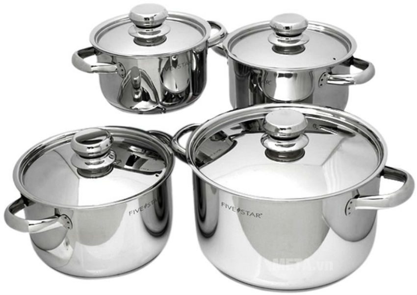 Bộ nồi cao cấp KaRat Fivestar Inox 8 món FS08CK - Hàng chính hãng