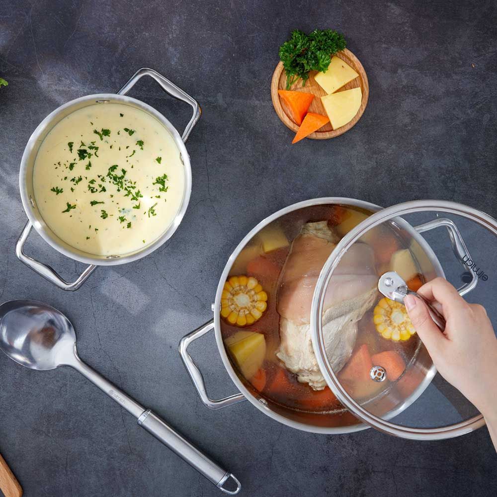 Bộ nồi inox liền khối Elmich Trimax ECO EL-8001 size 18, 20, 26cm - Hàng chính hãng