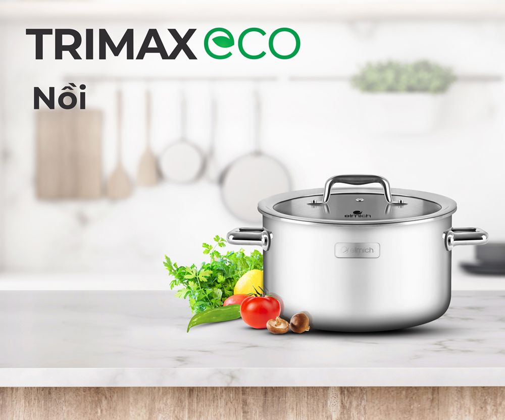 Bộ nồi inox liền khối Elmich Trimax ECO EL-8001 size 18, 20, 26cm - Hàng chính hãng