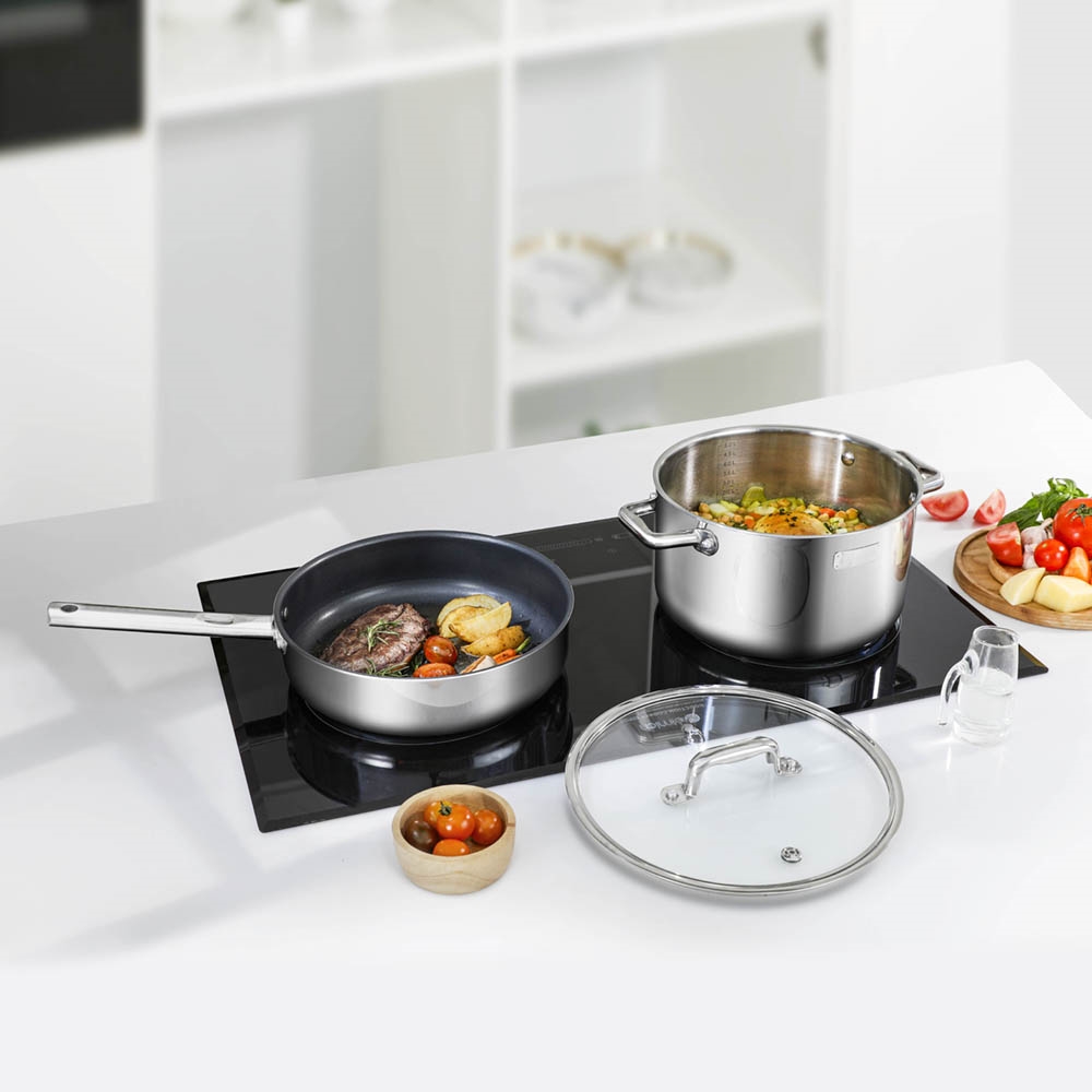 Bộ nồi inox liền khối Elmich Trimax ECO EL-8004 size 18, 20, 26, chảo 26cm - Hàng chính hãng