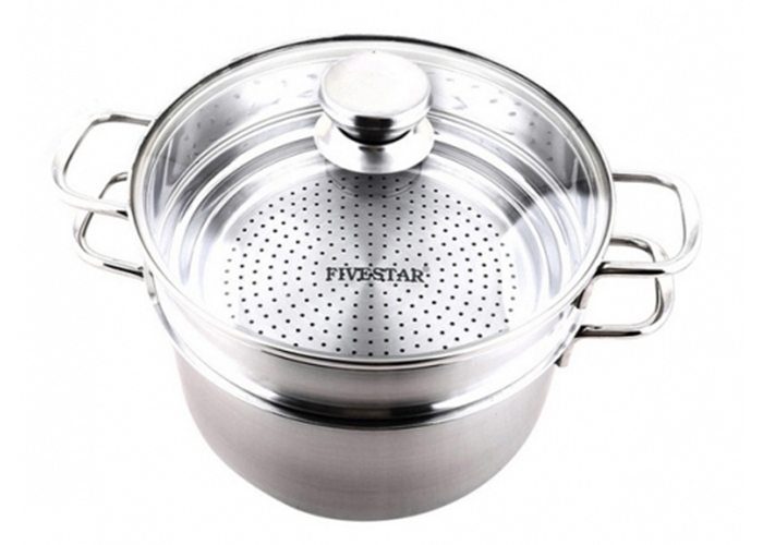 Bộ nồi xửng 3 đáy nắp kính Fivestar ST26-3DG - Hàng chính hãng