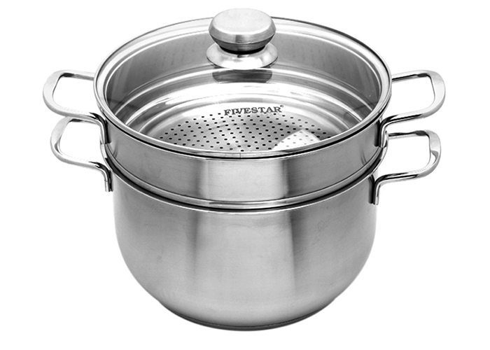 Bộ nồi xửng inox 3 đáy nắp kính FiveStar ST28-3DG 28cm - Hàng chính hãng
