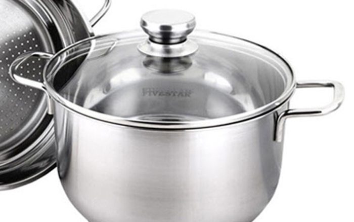 Bộ nồi xửng inox 3 đáy nắp kính FiveStar ST28-3DG 28cm - Hàng chính hãng