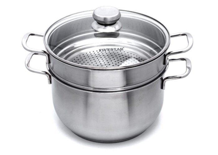 Bộ nồi xửng inox 3 đáy nắp kiếng Fivestars ST24-3DG
