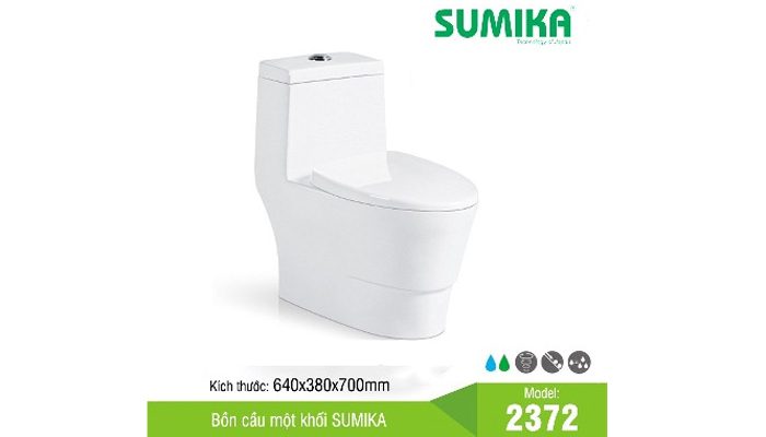 Bồn cầu 1 khối Sumika 2372 kích thước 640 x 380 x 700mm