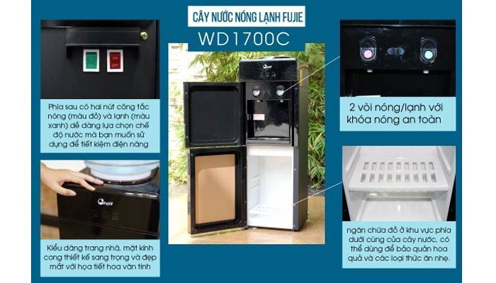 Cây nước nóng lạnh cao cấp 2 vòi FujiE WD1700C - Hàng chính hãng