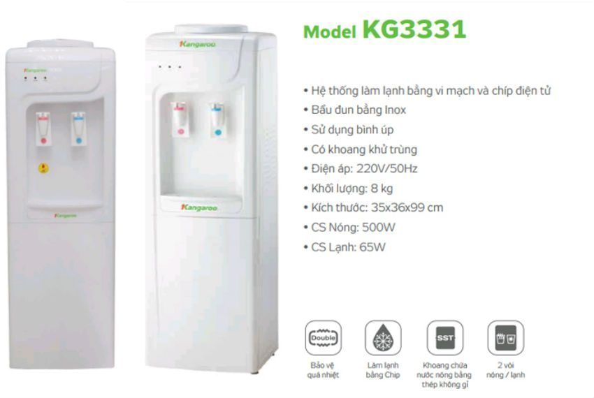 Cây Nước Nóng Lạnh Kangaroo KG3331 - Hàng chính hãng