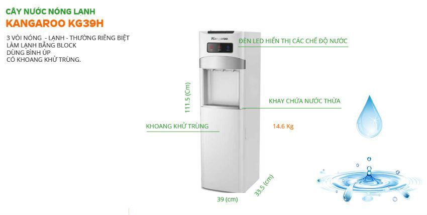 Máy nước nóng lạnh Kangaroo KG39H - Hàng chính hãng