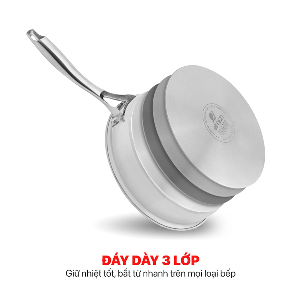 Chảo Inox chống dính 3 đáy MaxA EL-3760 size 16cm - Hàng chính hãng