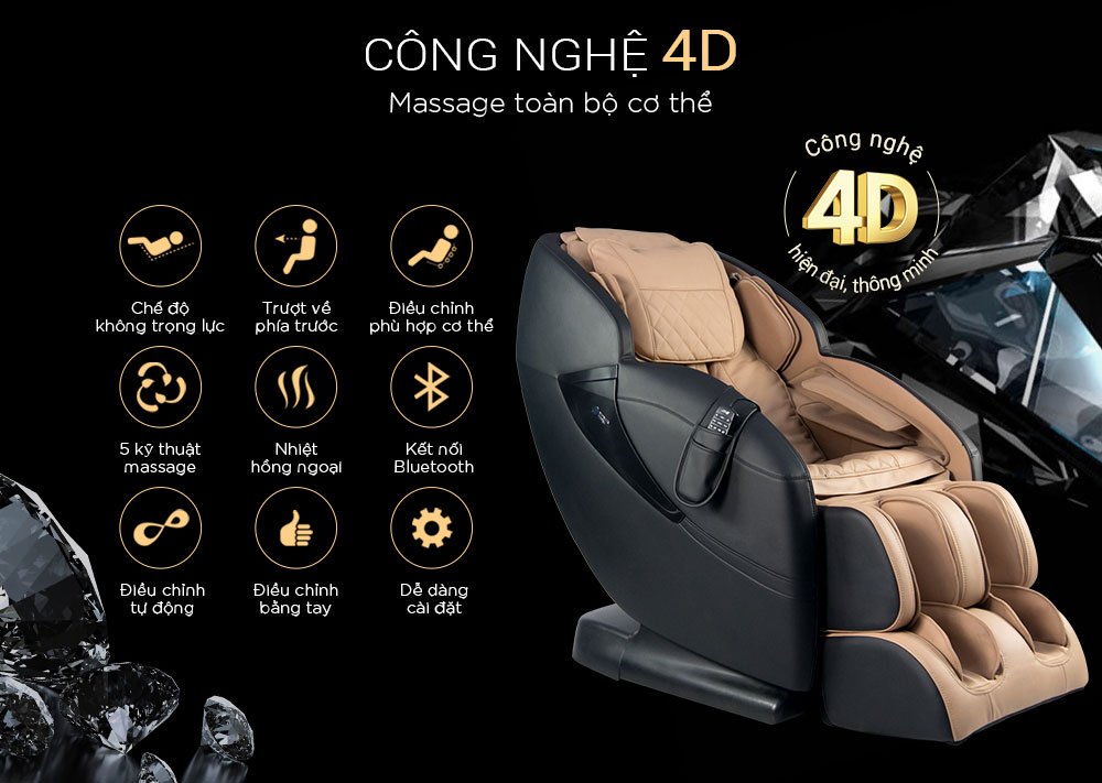 Ghế Massage 4D Black Diamond Buheung MK-5600 - Hàng chính hãng