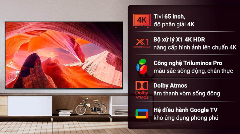 Google Tivi Sony 4K 65 inch KD-65X80L - Hàng chính hãng