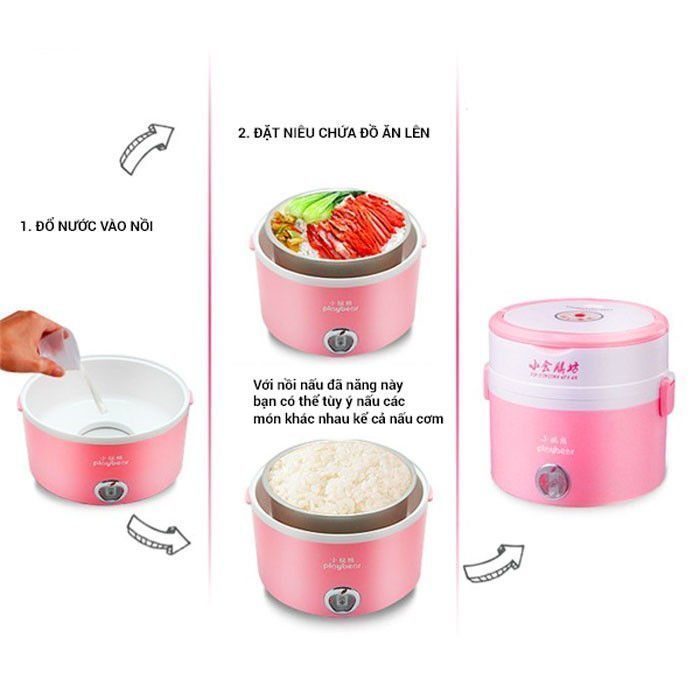 Hộp cơm hâm nóng đa năng Happy - Hàng chính hãng