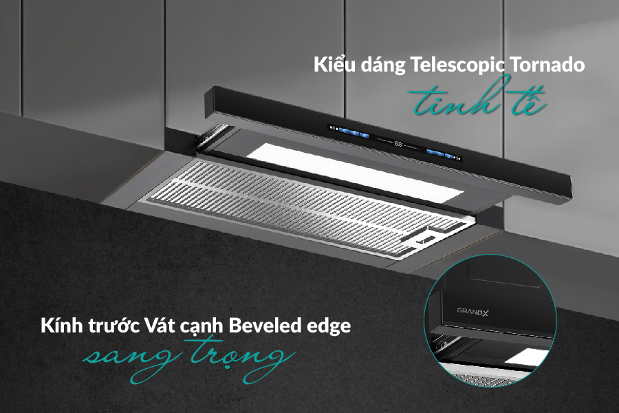 Hút mùi âm tủ , tự động mở cửa GrandX GX H70F75SB - Hàng chính hãng