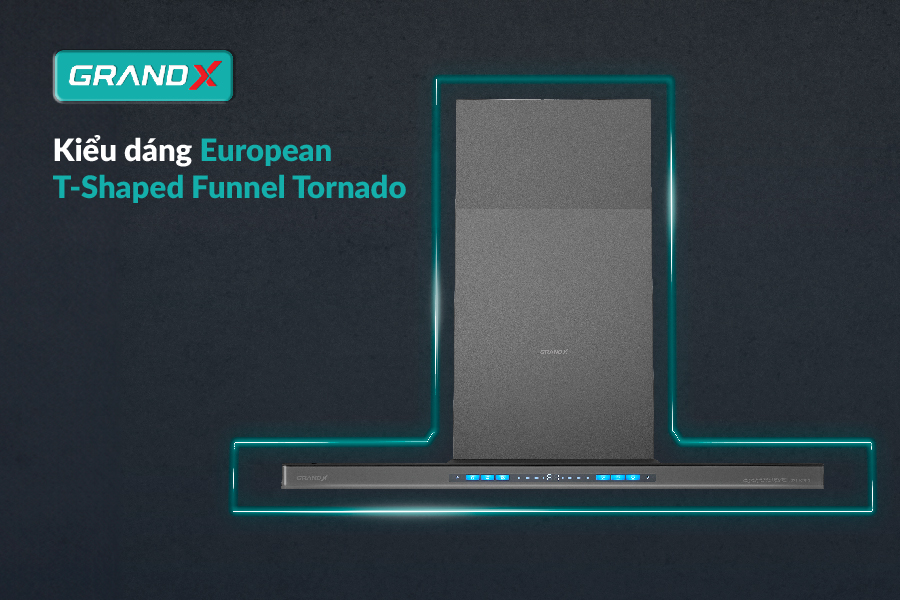 Hút mùi áp tường chữ T GrandX GX H90T81SG - Hàng chính hãng