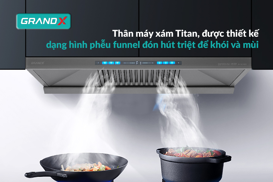 Hút mùi áp tường chữ T GrandX GX H90T81SG - Hàng chính hãng
