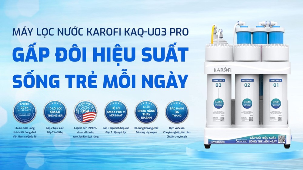 Máy lọc nước để gầm Karofi KAQ-U03 PRO - Hàng chính hãng