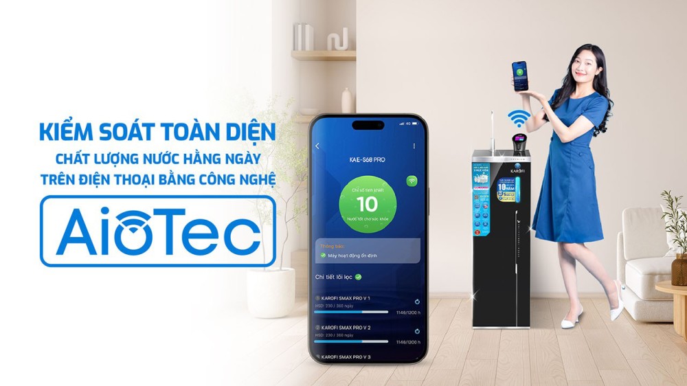 Máy lọc nước Hydro-ion kiềm Karofi KAE-S68 PRO - Hàng chính hãng