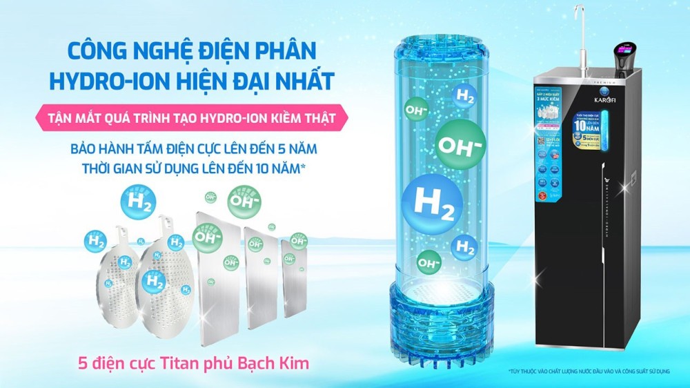 Máy lọc nước Hydro-ion kiềm Karofi KAE-S68 PRO - Hàng chính hãng