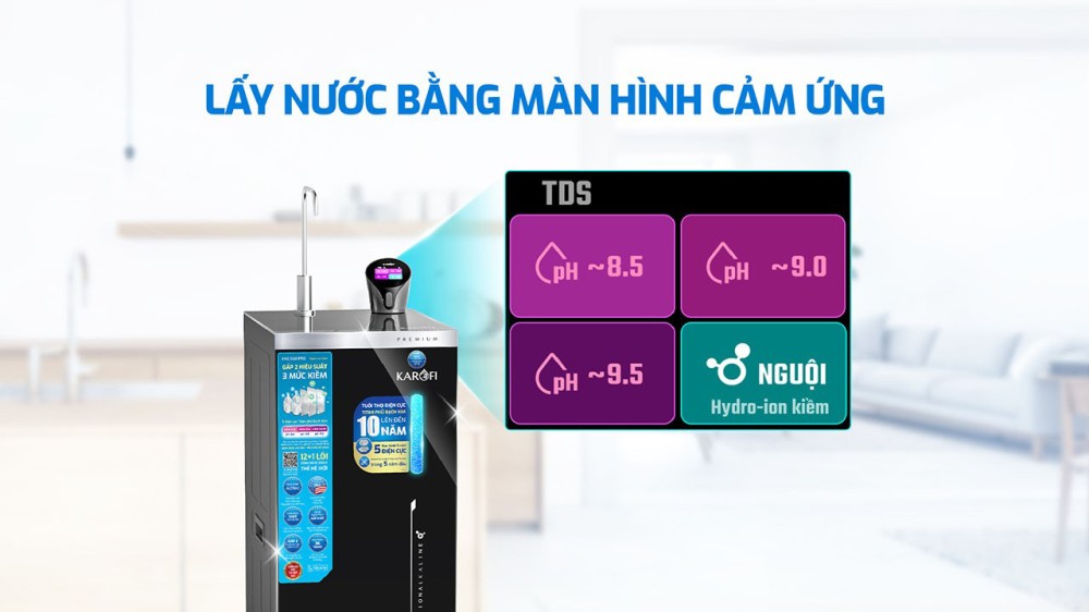 Máy lọc nước Hydro-ion kiềm Karofi KAE-S68 PRO - Hàng chính hãng