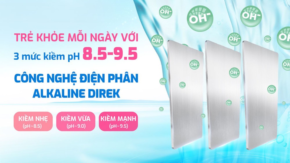 Máy lọc nước nóng lạnh Hydro-ion kiềm Karofi KAE-S86 PRO - Hàng chính hãng
