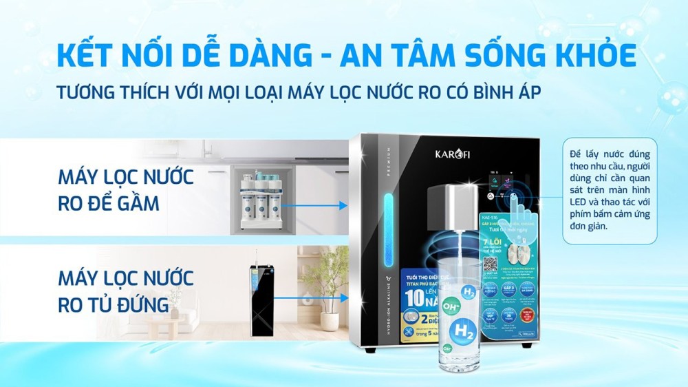 Máy chuyển đổi Hydro-ion kiềm Karofi KAE-S16 - Hàng chính hãng