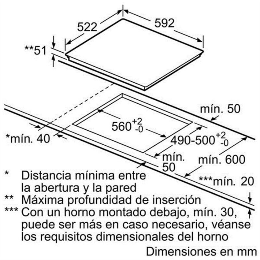 kích thước lắp đặt Bếp từ Bosch PXJ651FC1E