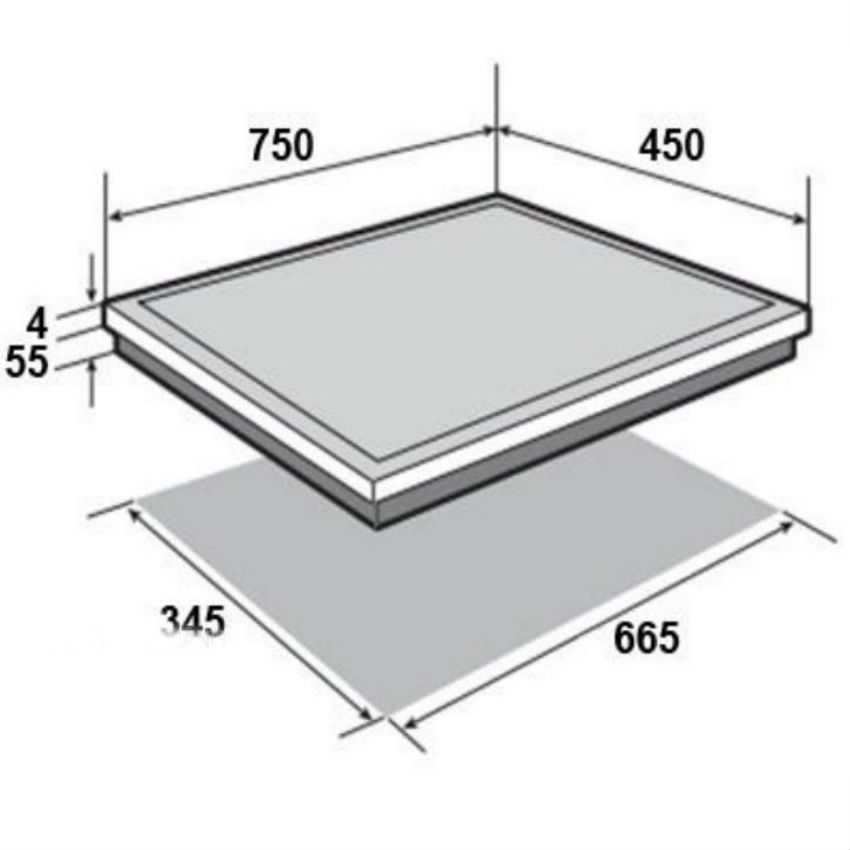 Kích thước lắp đặt bếp từ đôi Brandt BPI6230BL