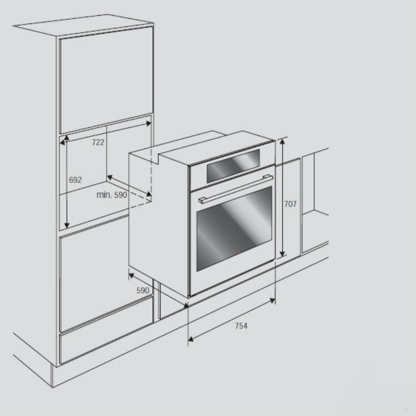 kích thước Lò nướng âm tủ fagor SO-1058X nhập khẩu