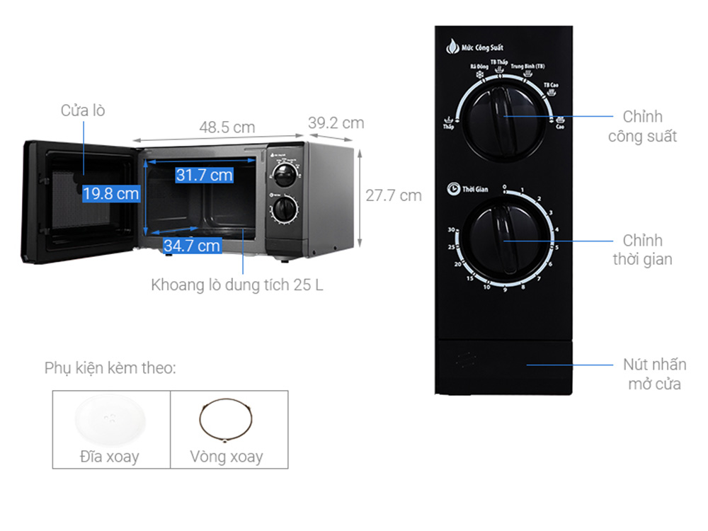 Lò vi sóng cơ Bluestone 25 lít MOB-7733 - Hàng chính hãng