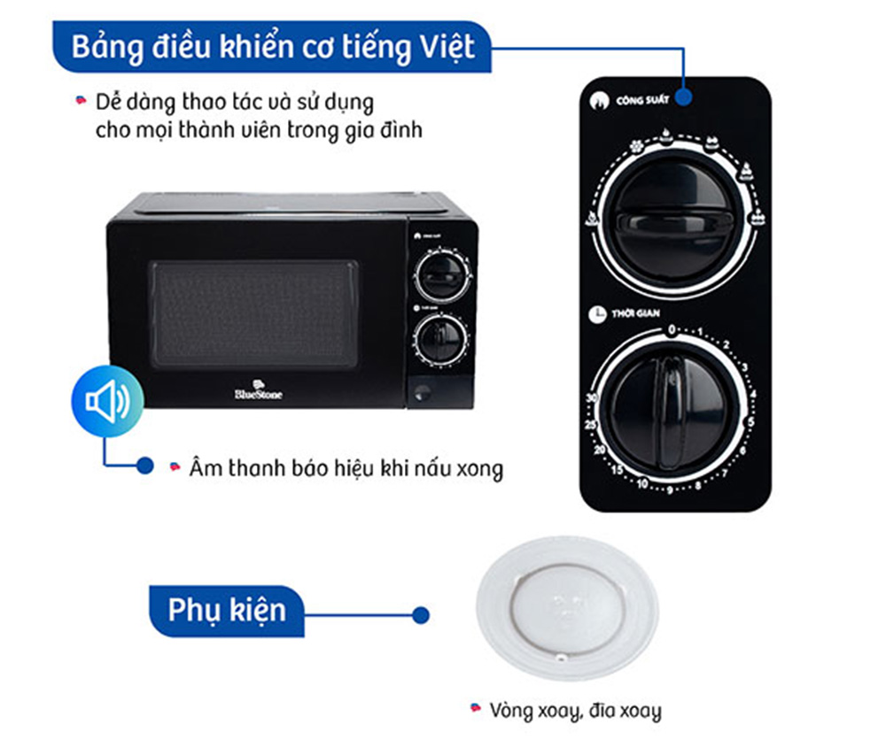Lò vi sóng 20 lít Bluestone MOB-7707 - Hàng chính hãng