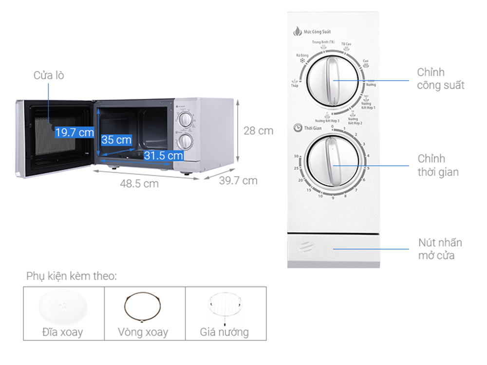 Lò vi sóng có nướng 25 lít Bluestone MOB-7741 - Hàng chính hãng