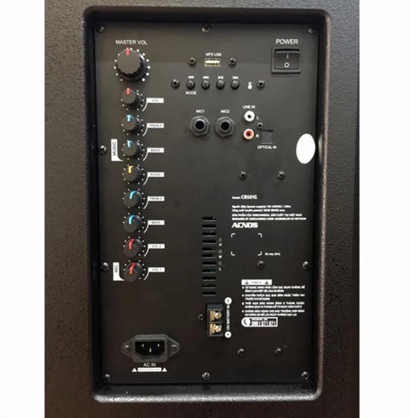 Bảng điều khiển của loa kéo acnos cb501gd