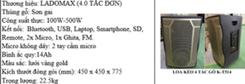 Loa kéo di động Ladomax K-T514 - Hàng chính hãng