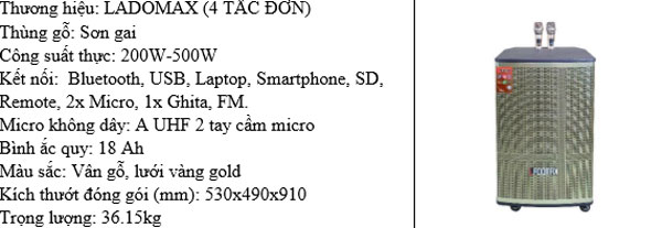 Loa kéo di động Ladomax K-T518A - Hàng chính hãng
