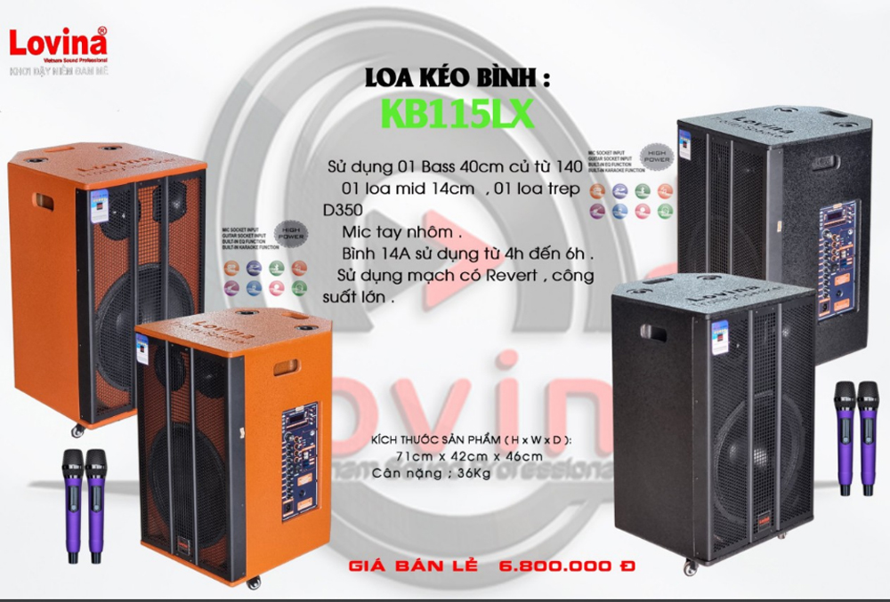 Loa kéo Lovina KB115LX - Hàng chính hãng
