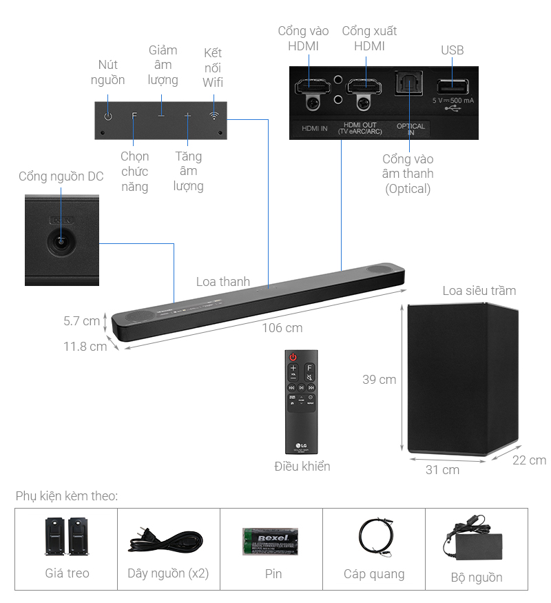 Loa thanh soundbar LG 3.1.2 SN8Y  - Hàng chính hãng