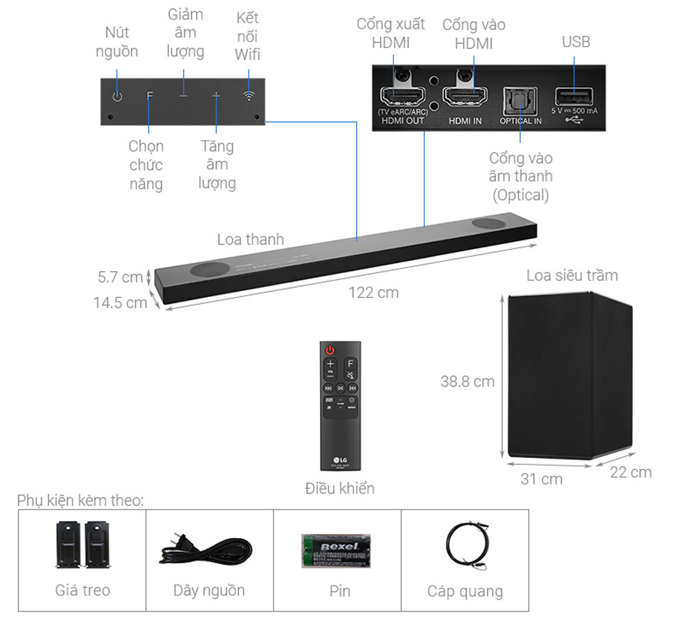 Loa thanh soundbar LG 5.1.2 SN9Y - Hàng chính hãng