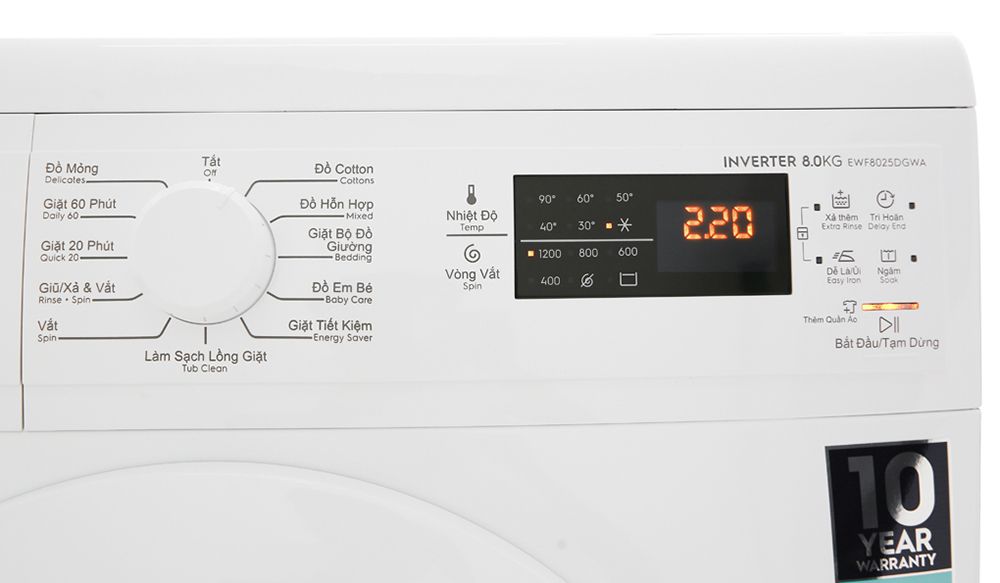 Máy giặt Electrolux Inverter 8 Kg EWF8025DGWA - Hàng chính hãng