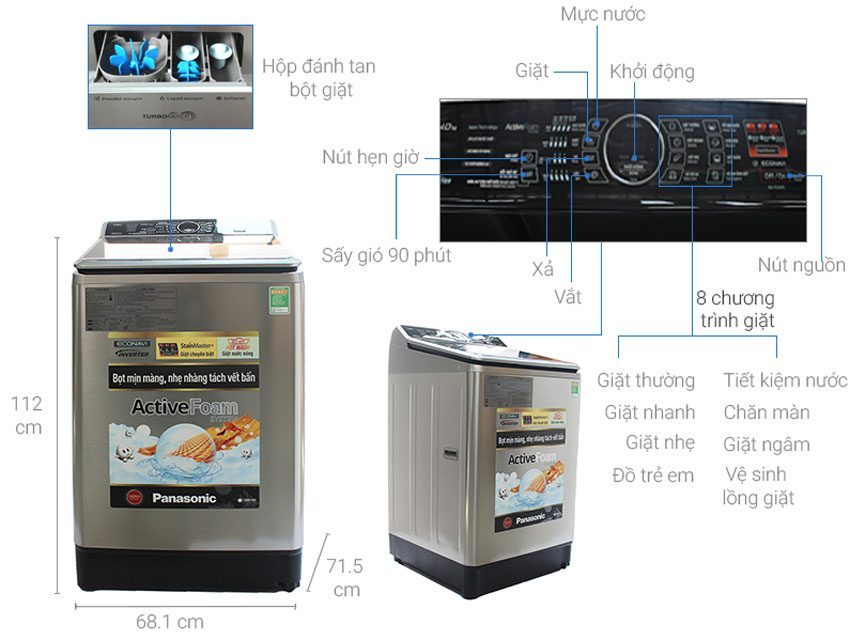 Máy giặt Panasonic NA-F135V5SRV 