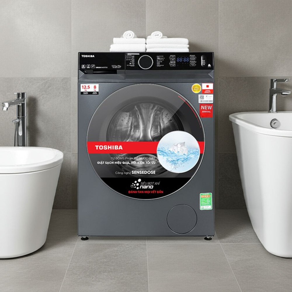 Máy giặt sấy Toshiba Inverter giặt 12.5 kg - sấy 8 kg TWD-BM135GF4V(MG) - Hàng chính hãng