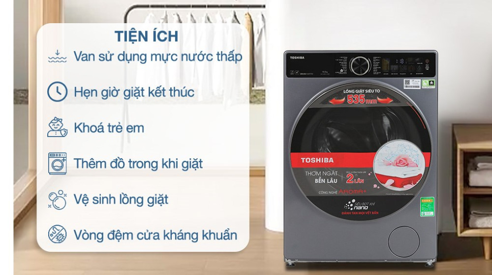 Máy giặt Toshiba Inverter 10.5 kg TW-T25BZU115MWV(MG) - Hàng chính hãng