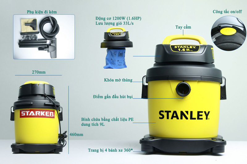 Tổng thể máy hút bụi Stanley SL19128P