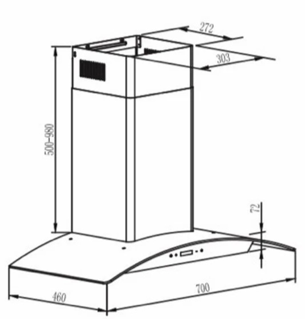 Máy hút mùi tum kính Canzy CZ-9970S - Hàng chính hãng